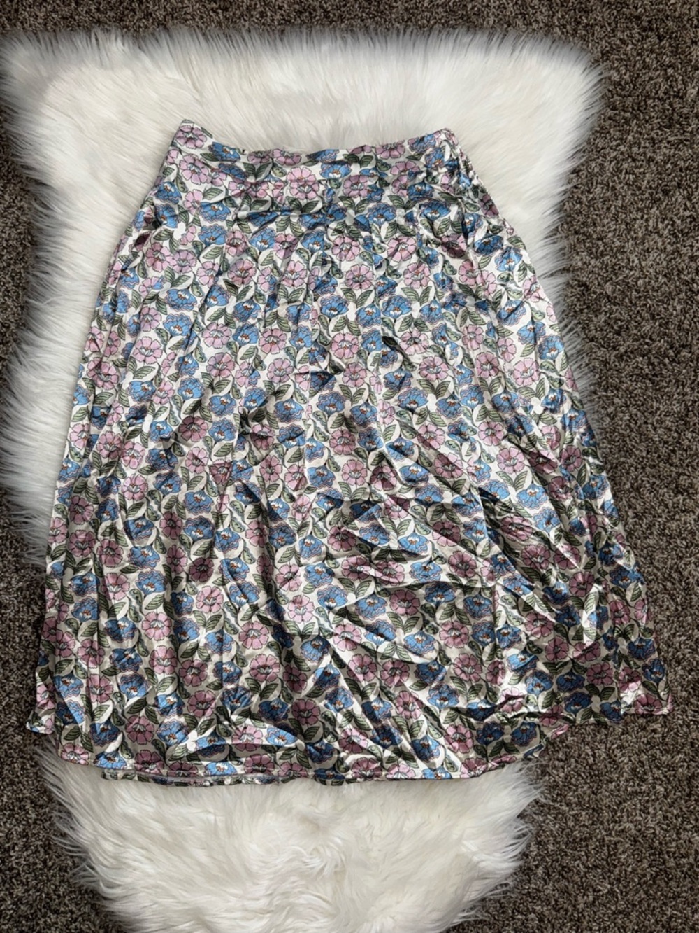 Zara Floral A-Line Skirt in Blue and Pink